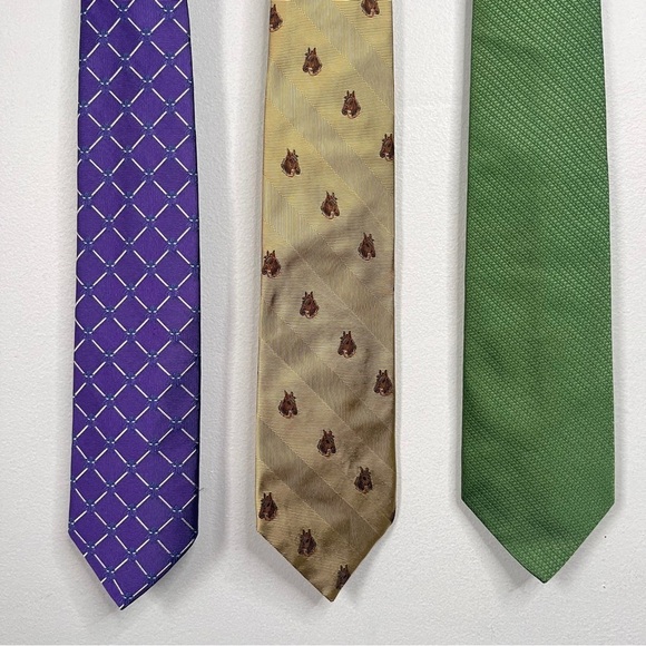Brooks Brothers Other - Bundle (3) Brooks Brothers Silk Ties Purple Tan Green Horse Print Logo